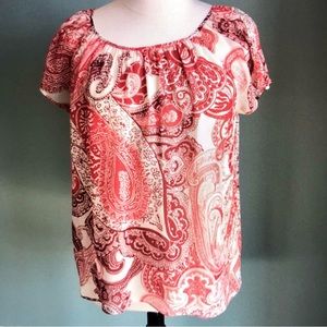 Chico’s Silk Top Paisley Print Blouse Size 12